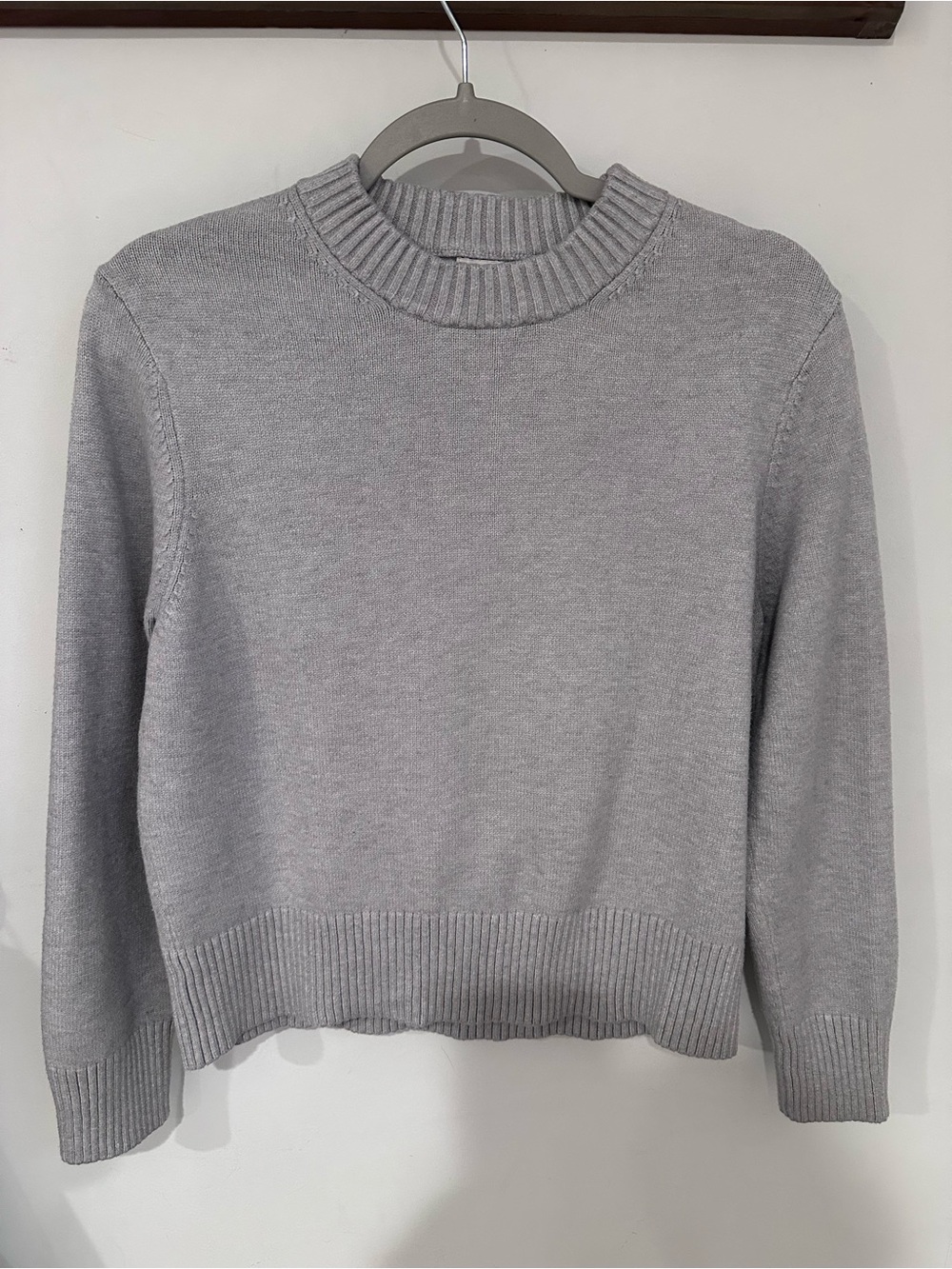 a new day Light Gray Ribbed Crewneck Sweater